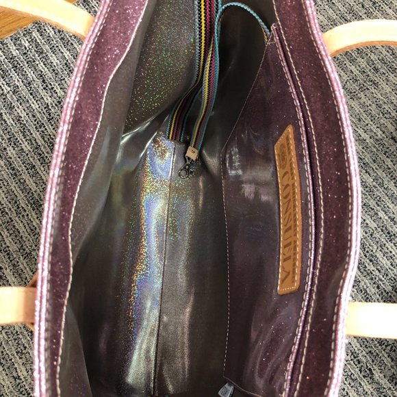 Stylish Beige and Purple Tote Bag - Picture 4 of 4